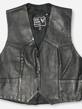 Black Harley Davidson Leather Vest